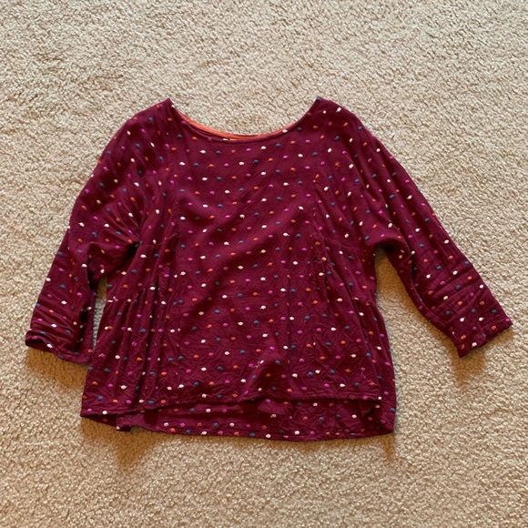 Anthropologie Maeve embroidered Polk a dot blouse - Picture 3 of 7